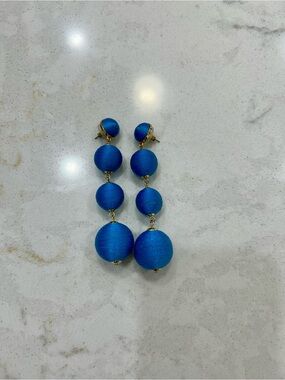 BaubleBar Royal Blue Triple Ball Drop Earrings